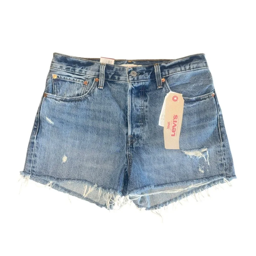 NWT Levi's Wedgie Distressed Cutoff Button Fly Denim Jean Shorts Women’s Size 30